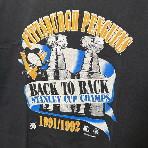 Pittsburgh Penguins Stanley Cup Champs Starter Vintage XXL Graphic Tee T-Shirt - Picture 3 of 8